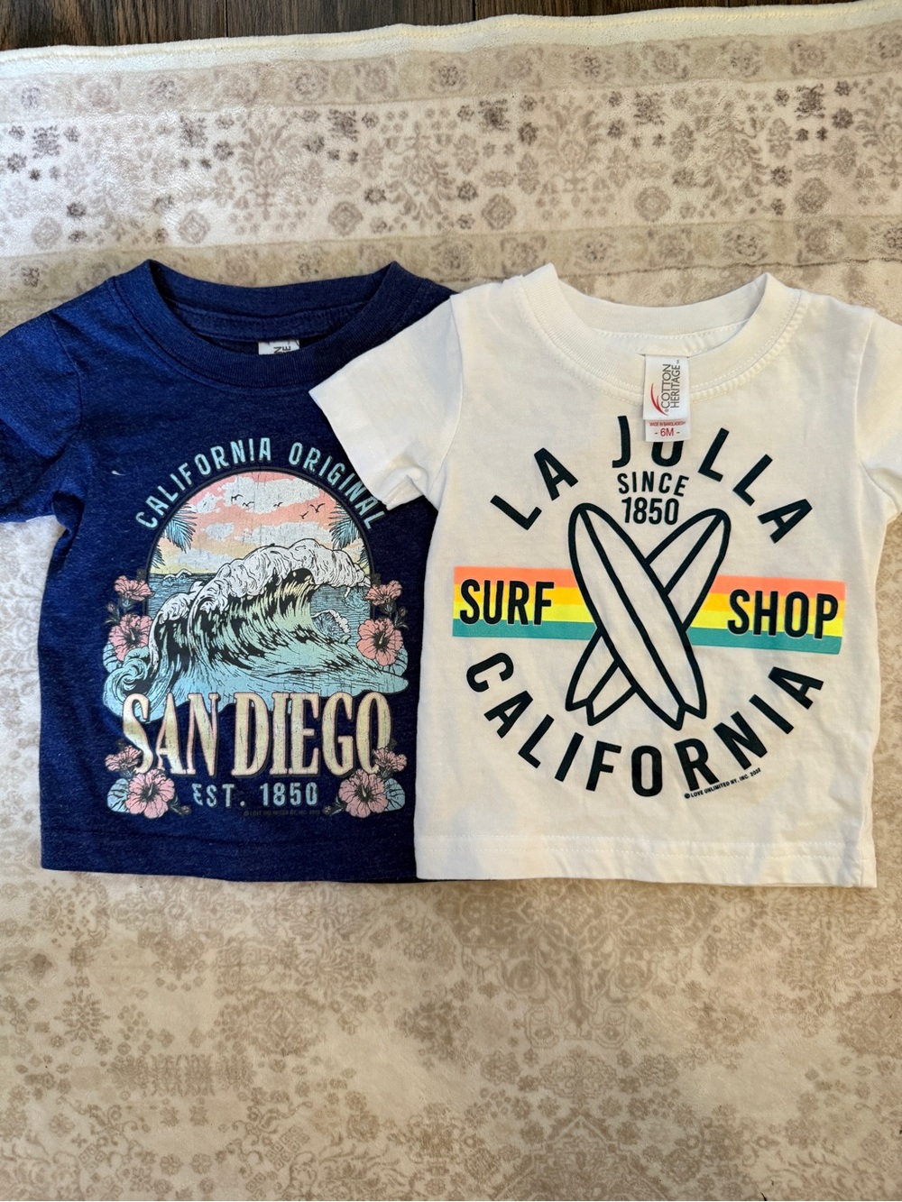 BUNDLE 2 San Diego La Jolla California Surf Shop White Baby Tee